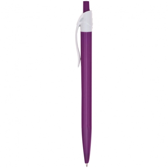 Purple Retractable Colored Custom Pen w/ White Clip