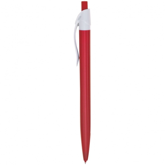 Red Retractable Colored Custom Pen w/ White Clip