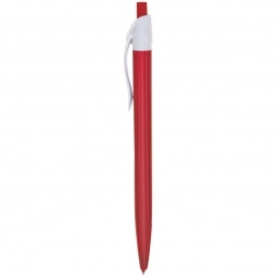 Red Retractable Colored Custom Pen w/ White Clip