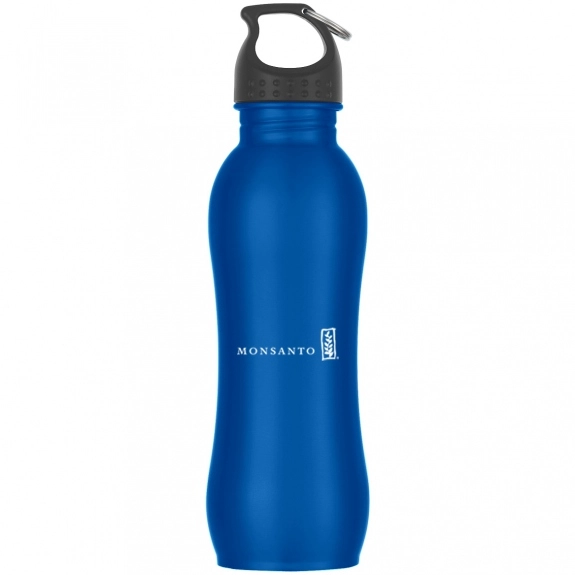 Metallic Blue - Stainless Steel Contour Promotional Water Bottle - 25 oz.