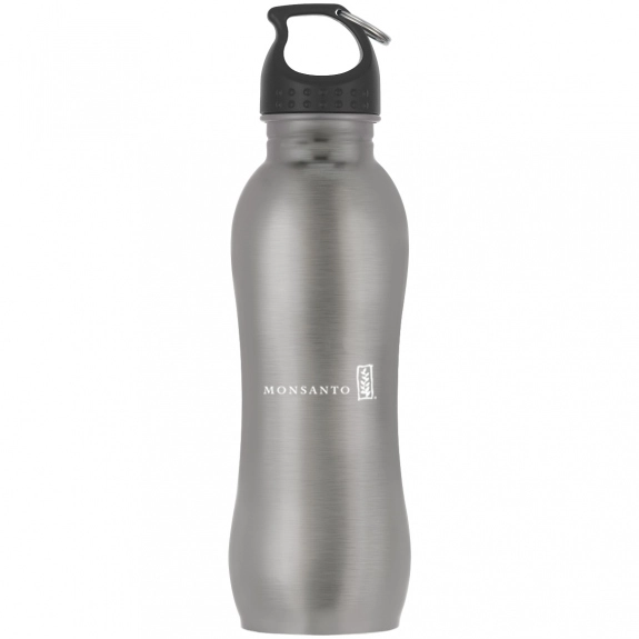 Metallic Gray - Stainless Steel Contour Promotional Water Bottle - 25 oz.