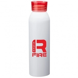 White/Red - Aluminum Custom Water Bottle - 22 oz.