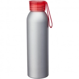 Silver/Red - Aluminum Custom Water Bottle - 22 oz.