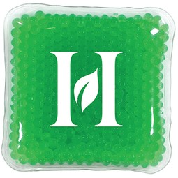 Green Square Gel Bead Branded Hot/Cold Pack