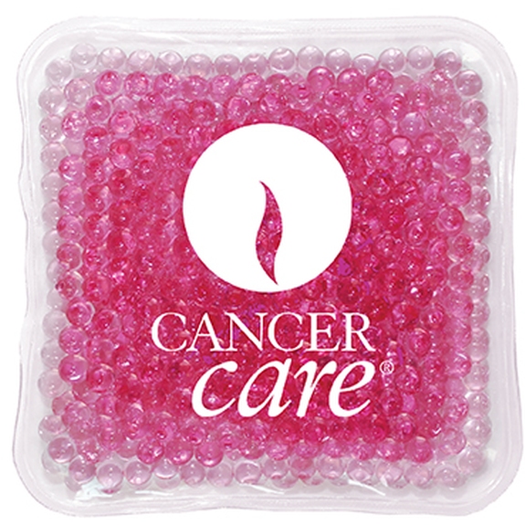 Pink Square Gel Bead Branded Hot/Cold Pack