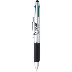 Matte silver - 4-in-1 Multi-color Custom Pen w/ Stylus