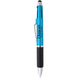 Metallic blue - 4-in-1 Multi-color Custom Pen w/ Stylus