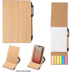 Group Bamboo Print Custom Desk Jotter w/ Phone Stand