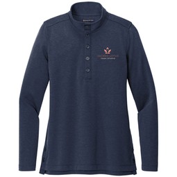 Navy blue heather Brooks Brothers&#174; Mid-Layer Stretch Logo 1/2-Button -