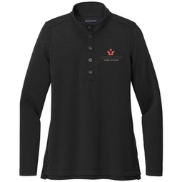 Black heather Brooks Brothers&#174; Mid-Layer Stretch Logo 1/2-Button - Wom