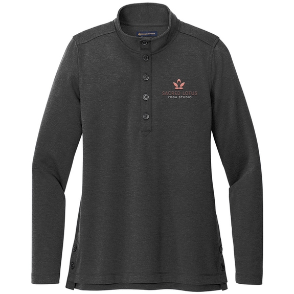 Windsor gray heather Brooks Brothers&#174; Mid-Layer Stretch Logo 1/2-Butto