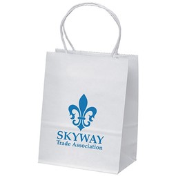 White Kraft Promotional Shopping Bag - 6"w x 8.25"h x 3.25"d