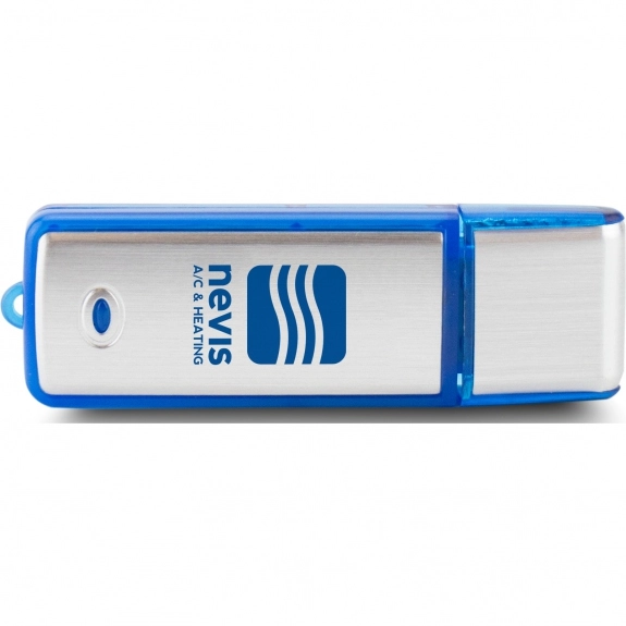 Blue Rectangle Translucent Accent Logo USB Drive - 1GB
