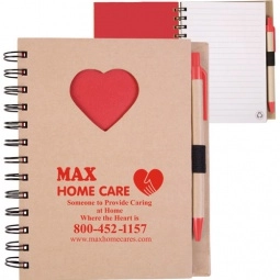 Die Cut Recycled Custom Notebook - Heart - 5.8"w x 7"h