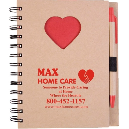 Natural Die Cut Recycled Custom Notebook - Heart - 5.8"w x 7"h