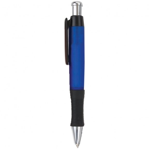 Translucent Blue Translucent Jumbo Custom Imprinted Pen w/ Rubber Grip
