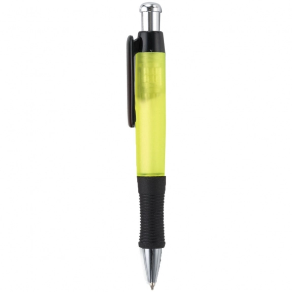 Translucent Yellow Translucent Jumbo Custom Imprinted Pen w/ Rubber Grip