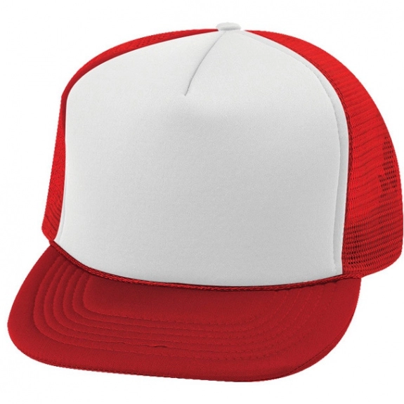 White/Red Foam Front Snapback Promotional Truckers Cap