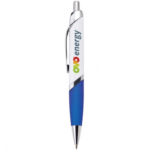 Blue Full Color Ballpoint Custom Pens w/ Rubber Grip