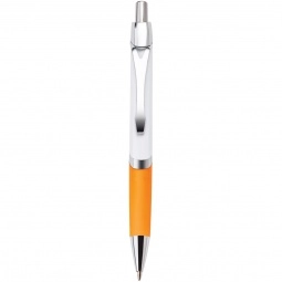 Orange Full Color Ballpoint Custom Pens w/ Rubber Grip