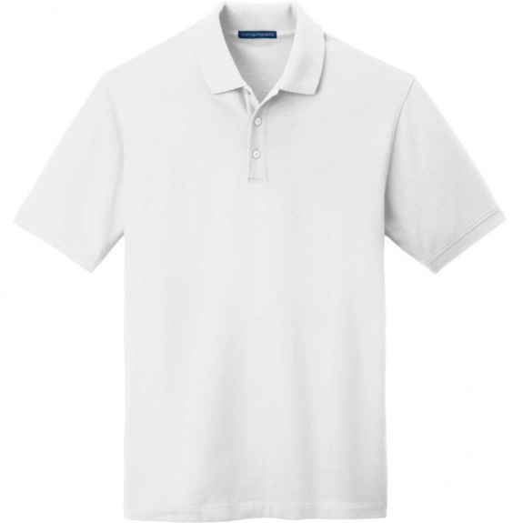 White Port Authority EZCotton Pique Custom Polo Shirt - Men's