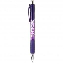 Purple - Translucent Promotional Ballpoint Pen w/ Rubber Grip