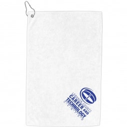 White Heavy Duty Microfiber Custom Golf Towel with Metal Grommet