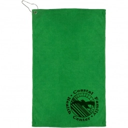 Green Heavy Duty Microfiber Custom Golf Towel with Metal Grommet