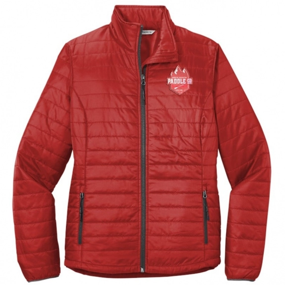 Fire Red/Graphite Port Authority Packable Puffy Custom Jackets - Women's