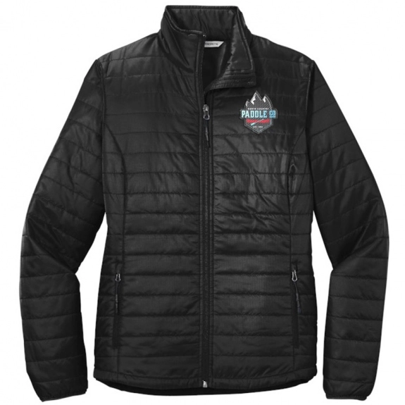 Deep Black Port Authority Packable Puffy Custom Jackets - Women's