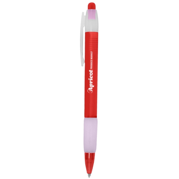 Frosted red - Radiant Promotional Pen w/ Rubber Grip