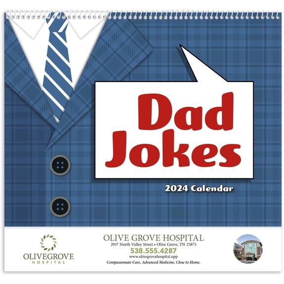 White - Dad Jokes Spiralbound 13-Month Promotional Calendar