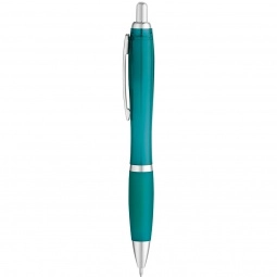 Peacock Blue Curvaceous Translucent Ballpoint Custom Pen