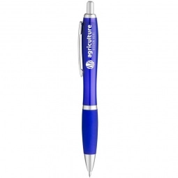 Blue Curvaceous Translucent Ballpoint Custom Pen