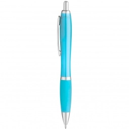Caribbean Blue Curvaceous Translucent Ballpoint Custom Pen