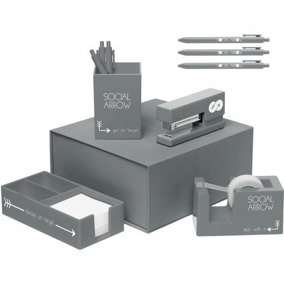 Gray Full Color Vibrant Custom Desk Accessories Set 