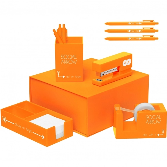 Orange Full Color Vibrant Custom Desk Accessories Set 