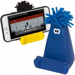 MopTopper Cell Phone Holder Custom Stress Balls w/ Screen Cleaner - In Use