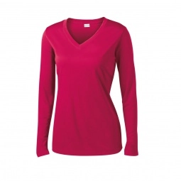 Pink Raspberry Sport-Tek PosiCharge Long Sleeve Competitor V-Neck Logo Shir