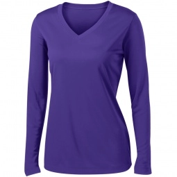 Purple Sport-Tek PosiCharge Long Sleeve Competitor V-Neck Logo Shirt