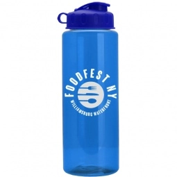 Translucent Blue Translucent Promotional Sports Bottle w/ Flip Lid - 32 oz.