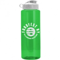 Translucent Green Translucent Promotional Sports Bottle w/ Flip Lid - 32 oz