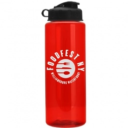 Translucent Red Translucent Promotional Sports Bottle w/ Flip Lid - 32 oz.