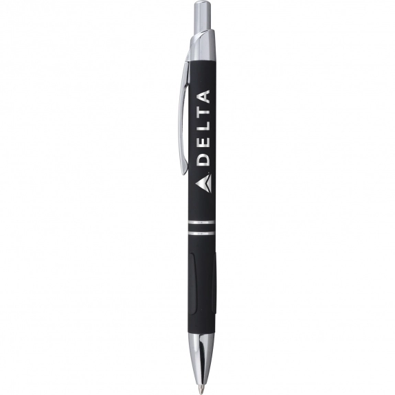 Black - Vienna Aluminum Click Promotional Pen w/ Comfort Grip