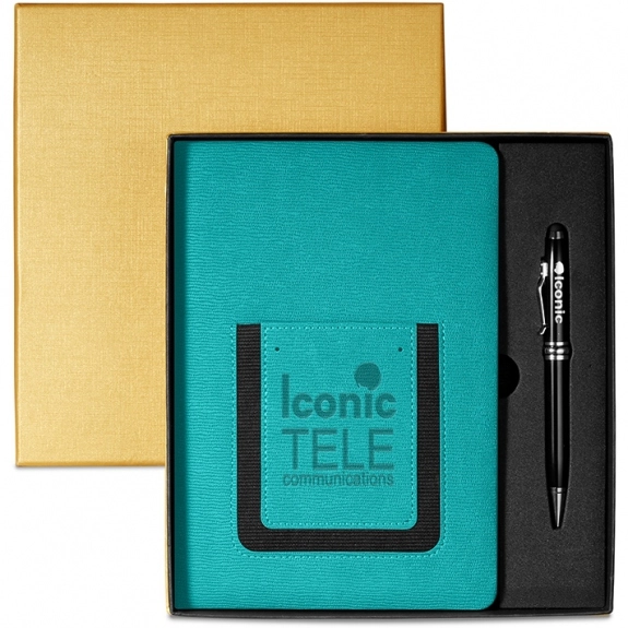 Roma Journal & Executive Stylus Pen Custom Gift Set - Teal
