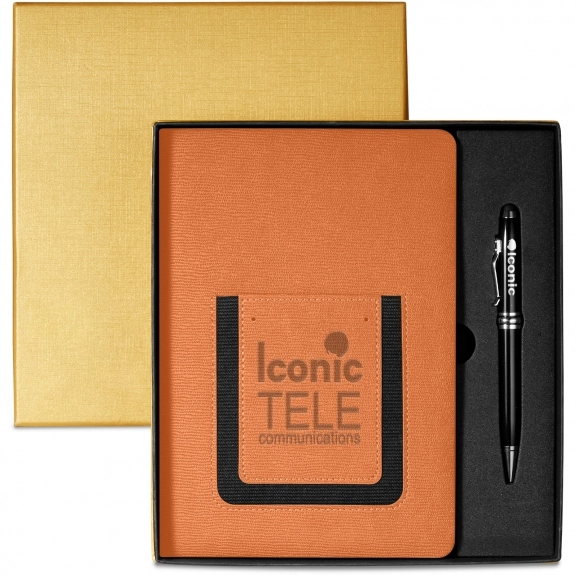 Roma Journal & Executive Stylus Pen Custom Gift Set - Orange