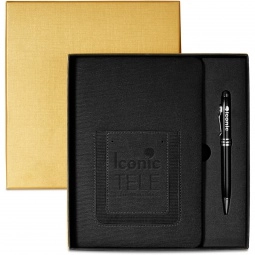 Roma Journal & Executive Stylus Pen Custom Gift Set - Black