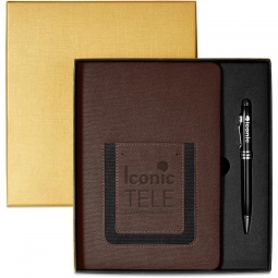 Roma Journal & Executive Stylus Pen Custom Gift Set - Brown
