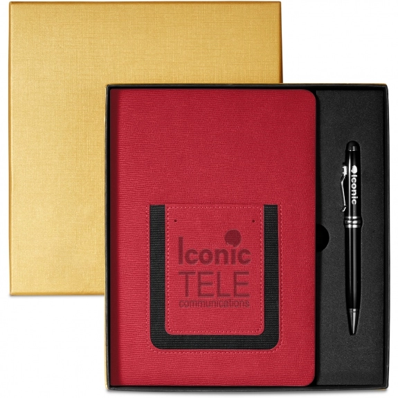 Roma Journal & Executive Stylus Pen Custom Gift Set - Red