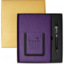 Roma Journal & Executive Stylus Pen Custom Gift Set - Purple